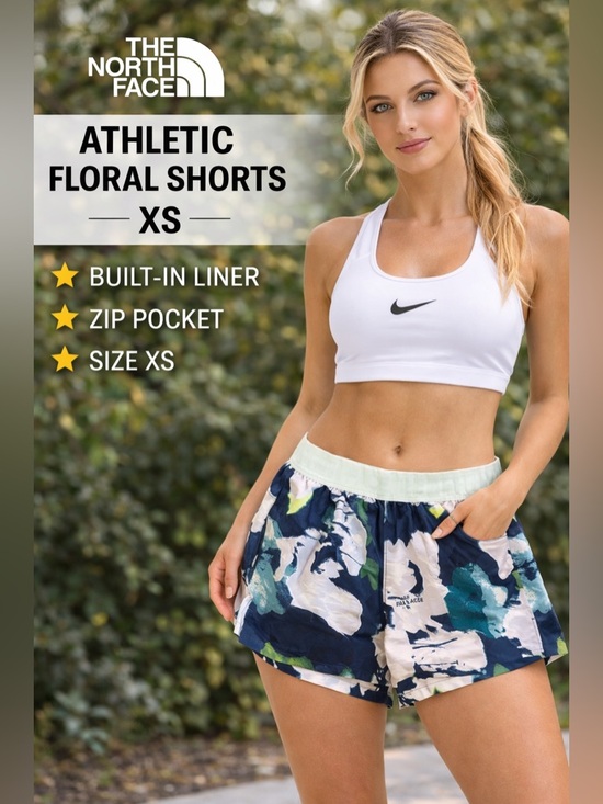 The North Face Pants - The North Face Shorts XS Athletic Running Lined Floral Print Zip Pocket